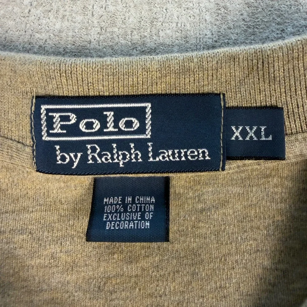 Polo Ralph Lauren Polo Shirt Mens XXL Tan Long Sleeve Cotton Pony Logo